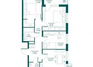 Продажа 3-комнатной квартиры, 70.6 м2, Московская область, микрорайон Равновесие, 4