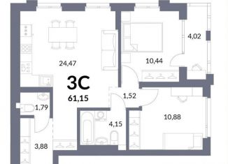 Продаю 3-ком. квартиру, 61.2 м2, Новосибирск, метро Площадь Маркса, Горская улица, 2/1