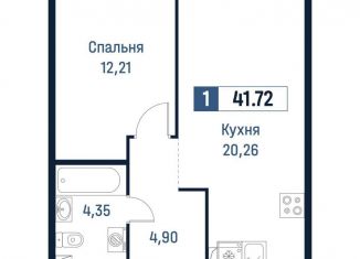 1-ком. квартира на продажу, 41.7 м2, Ленинградская область