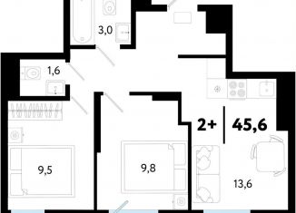 Продажа 2-комнатной квартиры, 45.6 м2, Тюмень