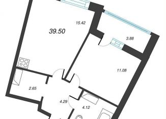 Продается 1-комнатная квартира, 41.4 м2, Мурино