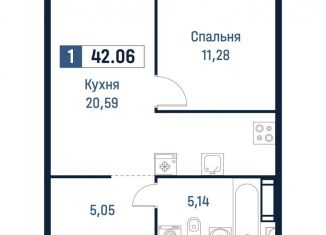 Продажа 1-ком. квартиры, 42.1 м2, Ленинградская область