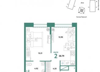 Продаю 2-комнатную квартиру, 38.8 м2, Тюмень, улица Новосёлов, 98