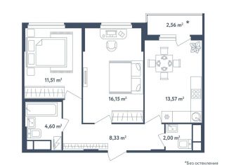 Продажа двухкомнатной квартиры, 57.4 м2, поселок Мещерино