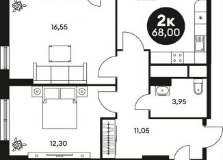 Продается двухкомнатная квартира, 68 м2, Ростов-на-Дону, Красноармейская улица, 250