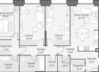 Продажа 2-ком. квартиры, 129.2 м2, Москва