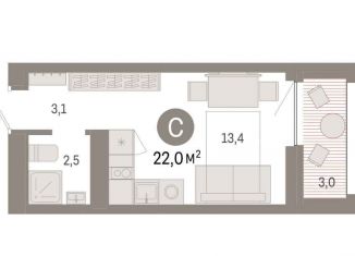 Квартира на продажу студия, 22 м2, Новосибирск