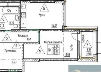 Продажа 1-комнатной квартиры, 44.6 м2, Воронежская область, набережная Чуева, 7