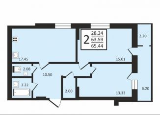 Продам 2-ком. квартиру, 65.5 м2, Воронеж, Ленинский район, Донбасская улица, 25к2