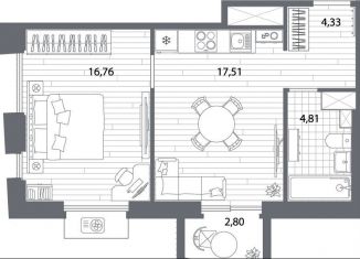 Продажа 1-комнатной квартиры, 44.3 м2, Санкт-Петербург, Калининский район