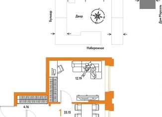 Продаю 1-ком. квартиру, 33.2 м2, Тюмень