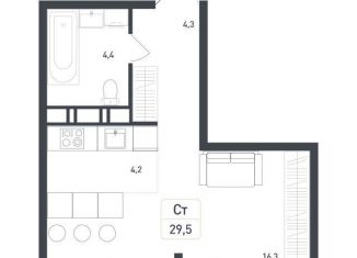 Продаю квартиру студию, 29.5 м2, Московская область, жилой квартал Новая Щербинка, 18