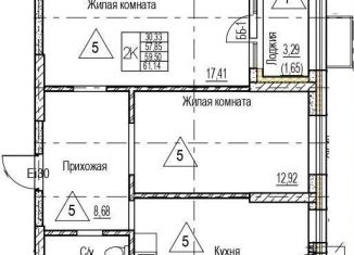 Продаю двухкомнатную квартиру, 59.5 м2, Воронеж, Железнодорожный район, набережная Чуева, 7