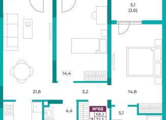 Продаю 2-ком. квартиру, 70.8 м2, Симферополь, улица Воровского, 24