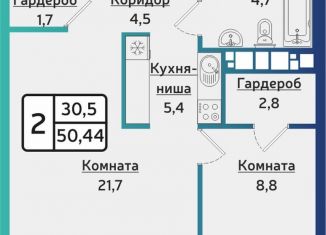 Продам 2-ком. квартиру, 50.4 м2, Ижевск, Устиновский район, улица Новаторов, 2к2