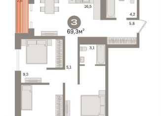 Продается трехкомнатная квартира, 69.3 м2, Москва, район Метрогородок