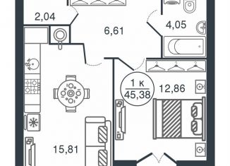 Продам однокомнатную квартиру, 45.4 м2, Тверь, Московский район