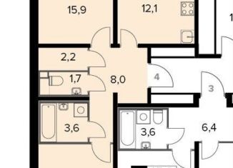 Продается 2-комнатная квартира, 59.5 м2, Люберцы, Рождественская улица, 8