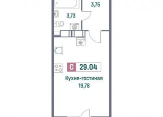 Продажа квартиры студии, 29 м2, Ленинградская область, Ручьёвский проспект, 1/24