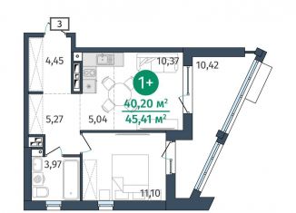 Продается однокомнатная квартира, 40.2 м2, Тюмень