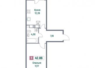 1-ком. квартира на продажу, 42.9 м2, Ленинградская область, Ручьёвский проспект, 1/24