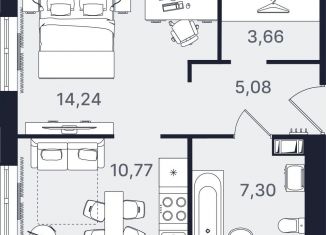 1-ком. квартира на продажу, 41.1 м2, Санкт-Петербург, проспект Большевиков, уч3, муниципальный округ № 54