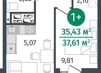 Продажа однокомнатной квартиры, 35.4 м2, Тюмень, Центральный округ, улица Тимофея Кармацкого, 17