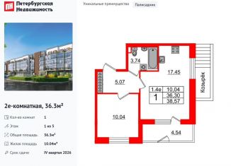 Продажа 1-ком. квартиры, 36.3 м2, Санкт-Петербург, Московский район