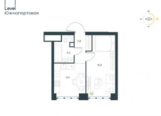 Продажа 1-ком. квартиры, 33.8 м2, Москва, жилой комплекс Левел Южнопортовая, 3, метро Дубровка