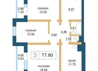 Продажа трехкомнатной квартиры, 77.8 м2, Красноярский край