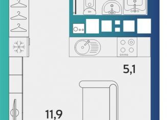 1-ком. квартира на продажу, 27 м2, Удмуртия, улица Архитектора П.П. Берша, 44