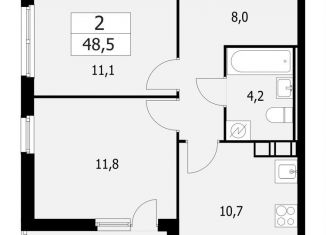 Продаю двухкомнатную квартиру, 48.5 м2, Ленинградская область, жилой комплекс А101 Лаголово, 1.3-2