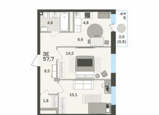 3-ком. квартира на продажу, 57.7 м2, Пермь