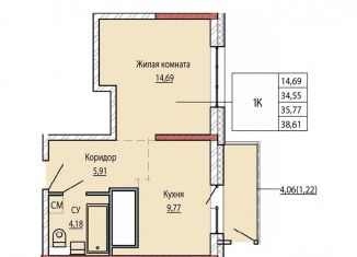 Продаю 1-комнатную квартиру, 35.8 м2, Хабаровский край