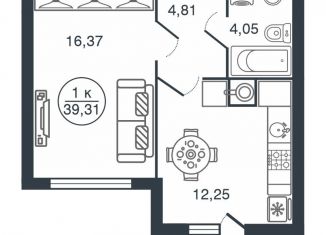 Продаю 1-комнатную квартиру, 39.3 м2, Тверская область