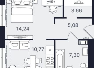 Продается 1-комнатная квартира, 41.1 м2, Санкт-Петербург, проспект Большевиков, уч3, муниципальный округ № 54