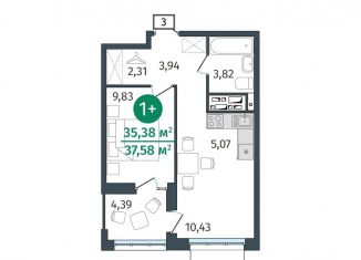 Продается однокомнатная квартира, 35.4 м2, Тюмень