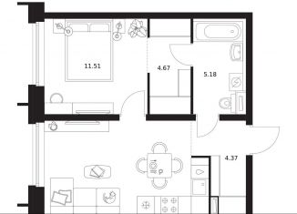 Продажа 1-комнатной квартиры, 43.7 м2, Москва, метро Беломорская, жилой комплекс Бусиновский Парк, 1.4