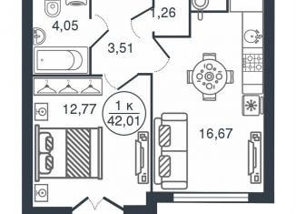 Продаю 1-комнатную квартиру, 42 м2, Тверь, Московский район