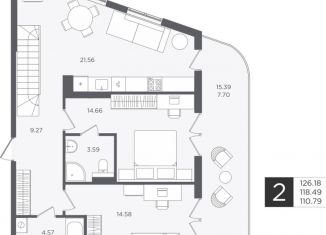 2-ком. квартира на продажу, 126.2 м2, Калининградская область, улица Нахимова