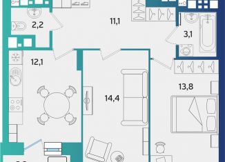 Продаю 2-ком. квартиру, 58.2 м2, Ижевск, улица Архитектора П.П. Берша, 44