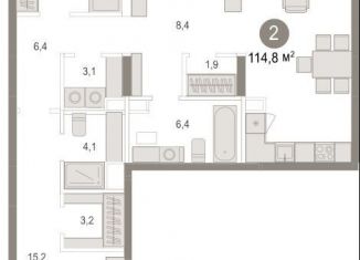 Продаю 2-комнатную квартиру, 114.8 м2, Тюмень