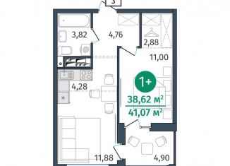 Продается однокомнатная квартира, 38.6 м2, Тюмень, улица Тимофея Кармацкого, 17