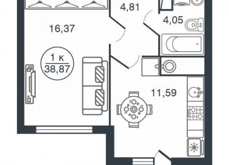 1-ком. квартира на продажу, 38.9 м2, Тверь, Московский район