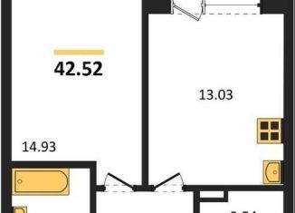 1-комнатная квартира на продажу, 42.5 м2, Воронеж, Левобережный район