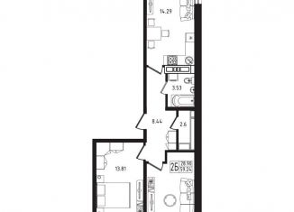 Продажа 2-ком. квартиры, 59.2 м2, Майкоп