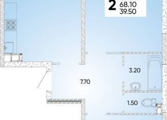 Двухкомнатная квартира на продажу, 69.8 м2, Краснодар, Прикубанский округ, улица Доблести, 10