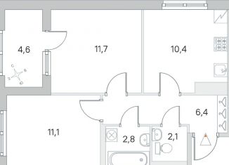 Продается двухкомнатная квартира, 47.4 м2, посёлок Шушары, улица Нины Петровой, 8к1