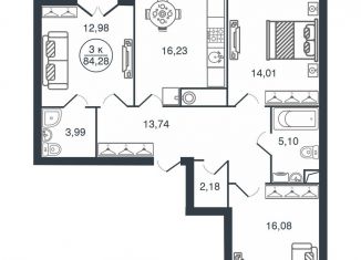 Продаю трехкомнатную квартиру, 84.3 м2, деревня Неготино, Бурашевское шоссе