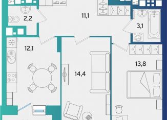 Продажа 2-комнатной квартиры, 58.2 м2, Ижевск, улица Архитектора П.П. Берша, 44